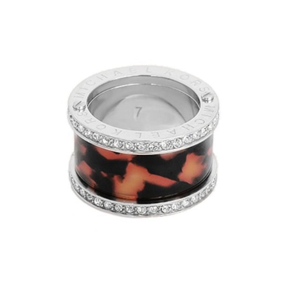Michael Kors Tortoise Barrel Ring Silver - Picture 3 of 8